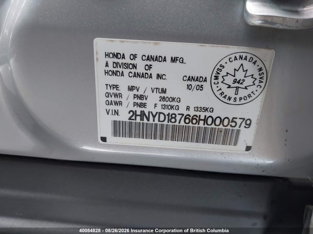 Aukcja sprzedaży 2006 Acura Mdx, vin: 2HNYD18766H000579, numer aukcji: 40084828