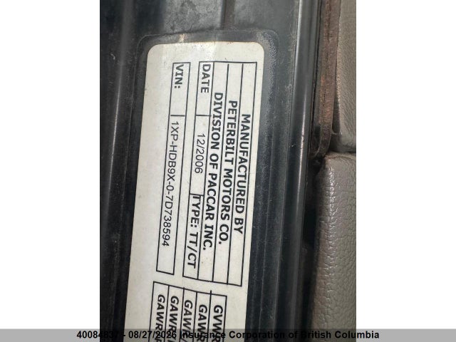 Продажа на аукционе авто 2007 Peterbilt 386, vin: 1XPHDB9X07D738594, номер лота: 40084837