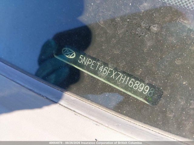 2007 Hyundai Sonata Gl მანქანა იყიდება აუქციონზე, vin: 5NPET46FX7H168998, აუქციონის ნომერი: 40084878