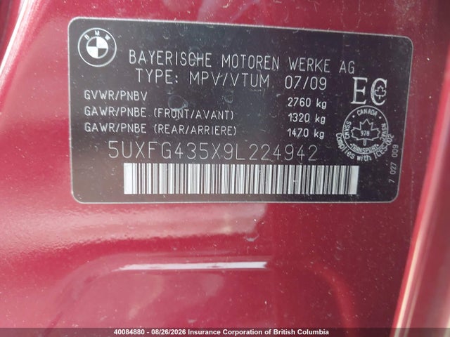 Продажа на аукционе авто 2009 Bmw X6, vin: 5UXFG435X9L224942, номер лота: 40084880