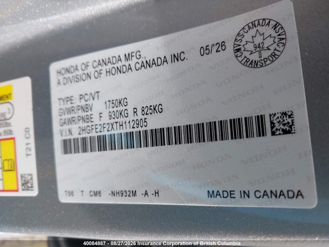 Honda Civic 2026 2HGFE2F2XTH112905 Image 9