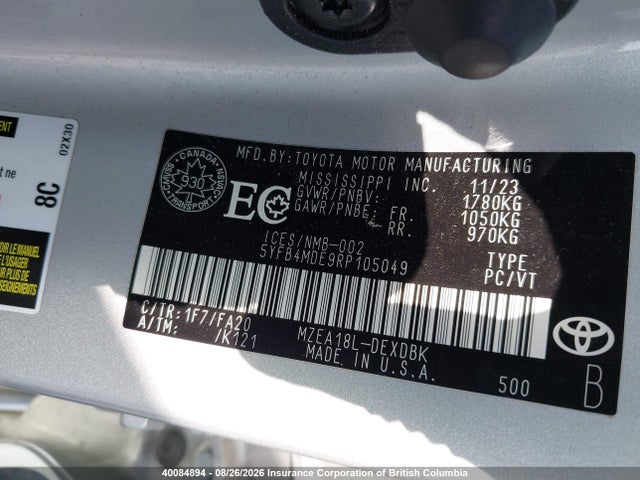 Toyota COROLLA LE 2024 5YFB4MDE9RP105049 Image 9