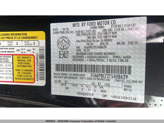 1FA6P8CF2T5408629 Ford MUSTANG GT