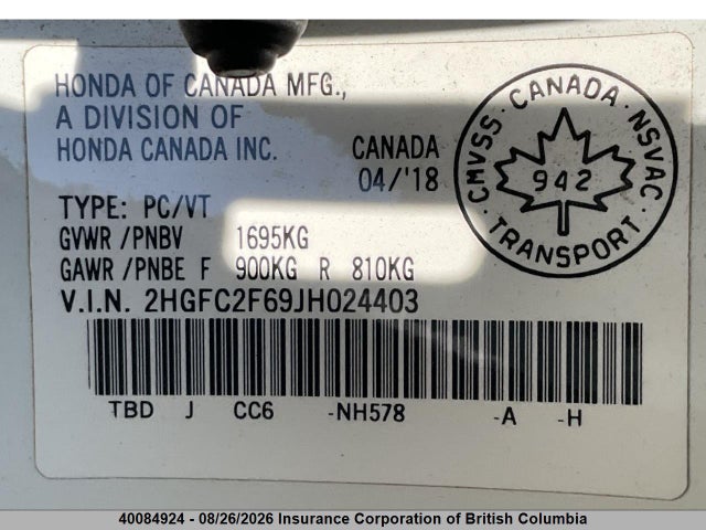 Honda Civic 2018 2HGFC2F69JH024403 Image 17