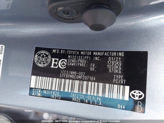 Toyota COROLLA LE 2021 5YFBPMBE0MP207164 Image 9