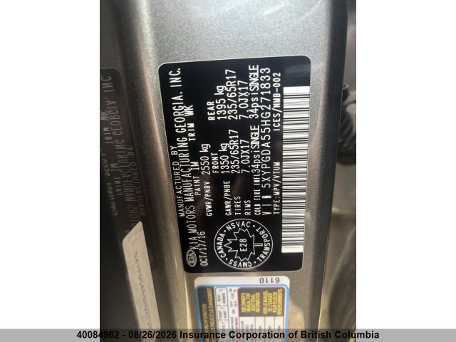 Продажа на аукционе авто 2017 Kia Sorento Lx/l, vin: 5XYPGDA55HG271833, номер лота: 40084962