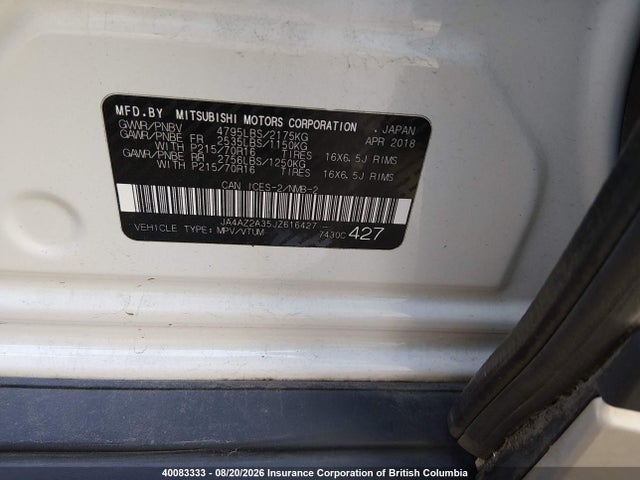 Mitsubishi Outlander Es 2018 JA4AZ2A35JZ616427 Image 9