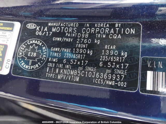 KIA SEDONA LX 2018 KNDMB5C10J6369937 Image 9