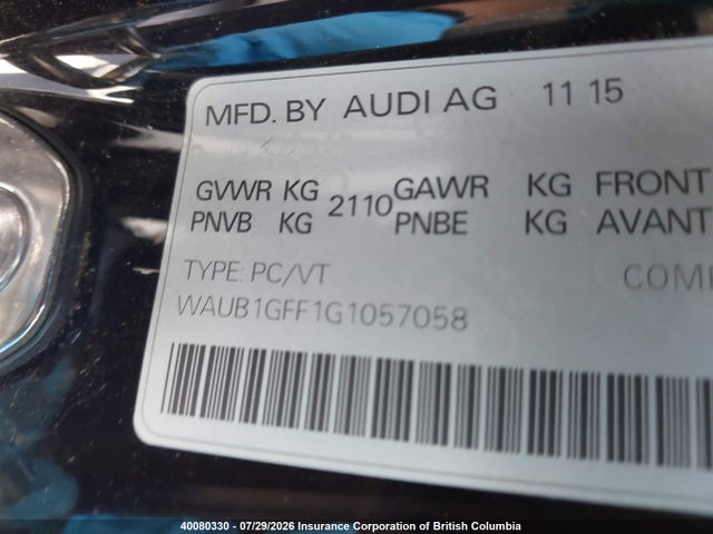 WAUB1GFF1G1057058 Audi S3 Premium Plus