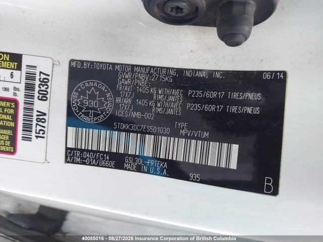 Toyota SIENNA LE 2014 5TDKK3DC7ES501030 Image 9
