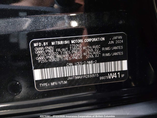 JA4T5WA91RZ630515 Mitsubishi Outlander Sel