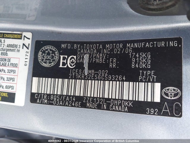 Продаж на аукціоні авто 2006 Toyota Matrix Xr/xrs, vin: 2T1KR32E56C593264, номер лоту: 40085042
