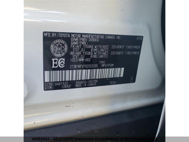 2T3B1RFV7SC552205 Toyota RAV4