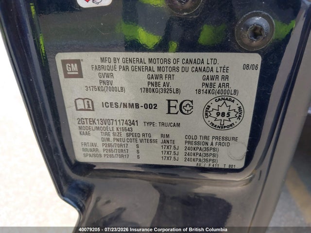 Продажа на аукционе авто 2007 Gmc New Sierra K1500, vin: 2GTEK13V071174341, номер лота: 40079205