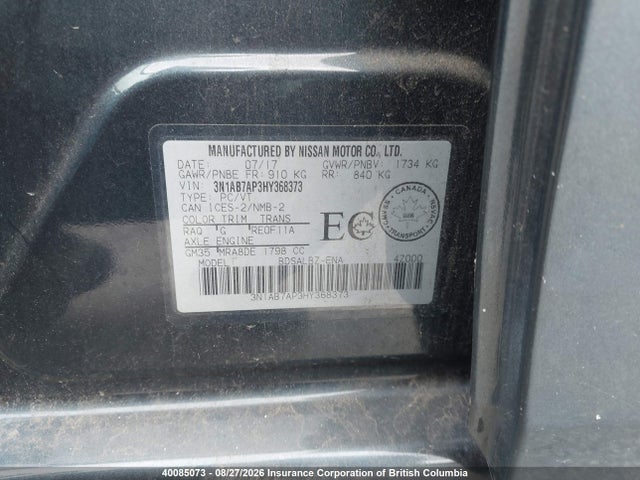 3N1AB7AP3HY368373 Nissan Sentra S/sv/sr/sl