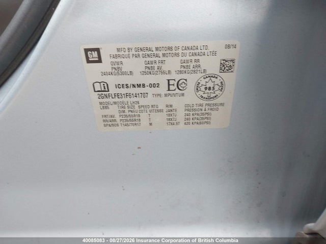 Chevrolet EQUINOX LT 2015 2GNFLFE31F6141707 Image 9