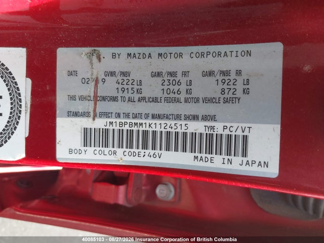 Mazda 3 Preferred 2019 JM1BPBMM1K1124515 Image 9