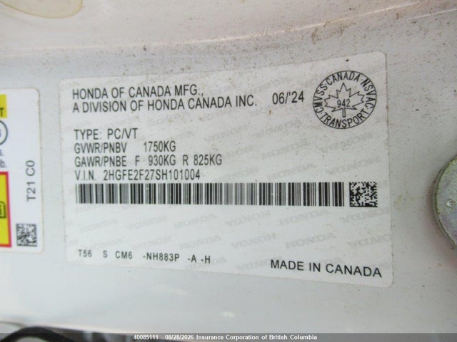 2HGFE2F27SH101004 Honda Civic