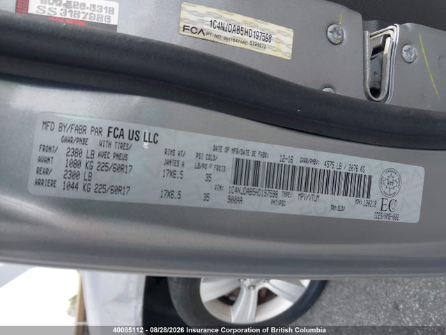 1C4NJDAB5HD197598 Jeep Compass Sport/north