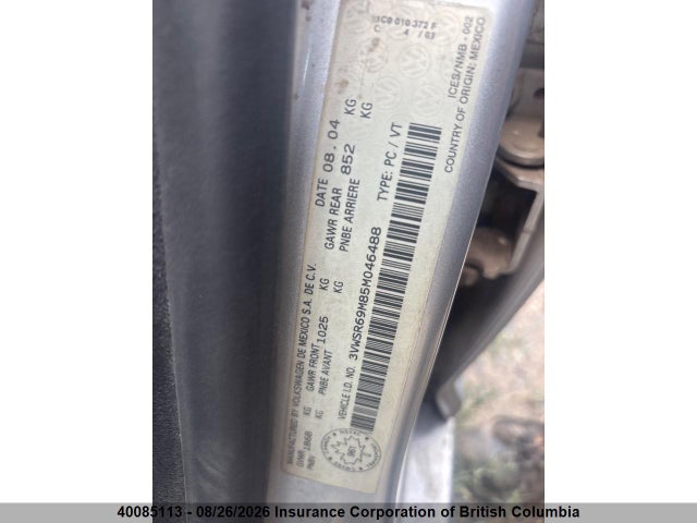 2005 Volkswagen Jetta მანქანა იყიდება აუქციონზე, vin: 3VWSR69M85M046488, აუქციონის ნომერი: 40085113