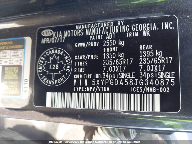 KIA Sorento Lx/l 2018 5XYPGDA58JG340875 Image 19