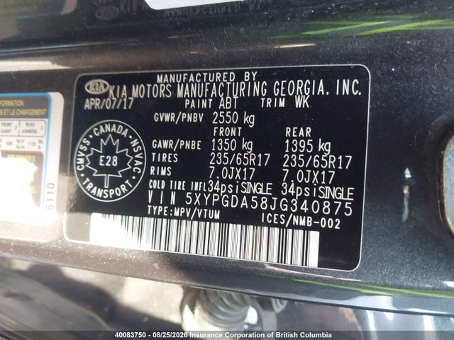 KIA Sorento Lx/l 2018 5XYPGDA58JG340875 Image 9