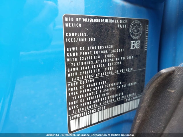 3VVWX7B20PM312194 Volkswagen TAOS SE
