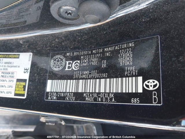 Toyota COROLLA LE 2023 5YFB4MDE8PP002282 Image 9