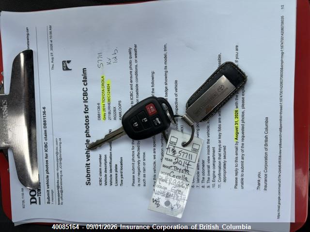 2T1BURHE8EC124824 Toyota COROLLA LE