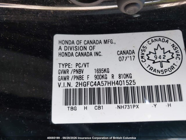 Honda Civic 2017 2HGFC4A57HH401525 Image 9