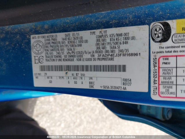 3FADP4EJ3FM168961 Ford FIESTA SE