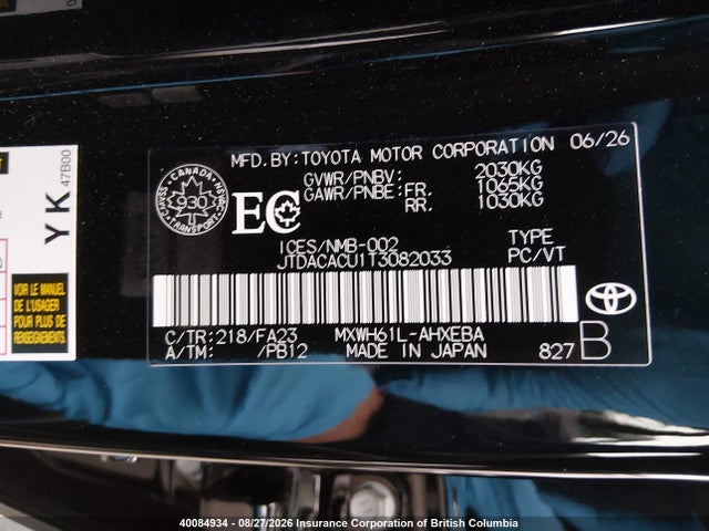 JTDACACU1T3082033 Toyota Prius Se/xse/xse Premium/night Shade