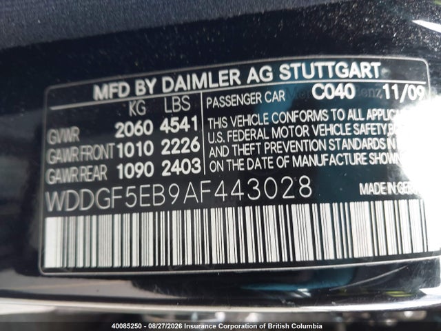 40085250 :رقم المزاد ، WDDGF5EB9AF443028 vin ، 2010 Mercedes-benz C 300 مزاد بيع
