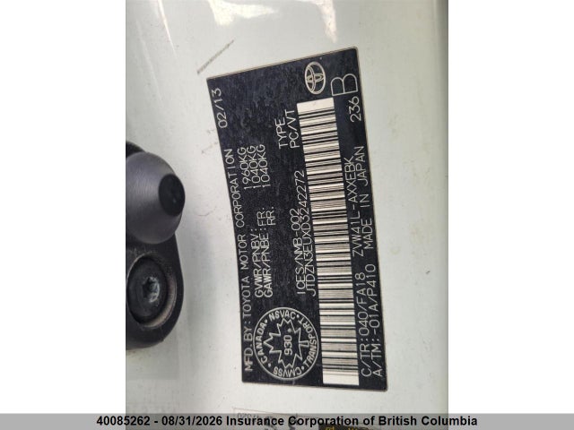 40085262 :رقم المزاد ، JTDZN3EUXD3242272 vin ، 2013 Toyota Prius مزاد بيع