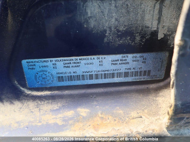 Продаж на аукціоні авто 2006 Volkswagen Jetta, vin: 3VWSF71K06M673227, номер лоту: 40085263