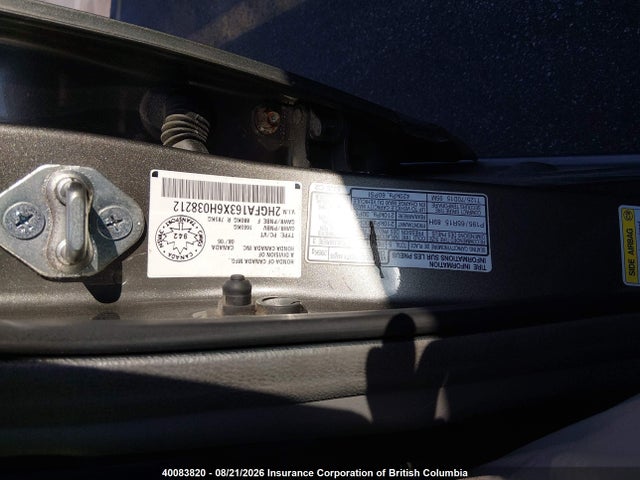 Aukcja sprzedaży 2006 Honda Civic Dx Vp, vin: 2HGFA163X6H038212, numer aukcji: 40083820