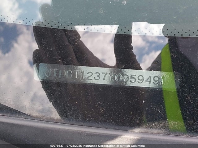 2000 Toyota Echo მანქანა იყიდება აუქციონზე, vin: JTDBT1237Y0059491, აუქციონის ნომერი: 40079537