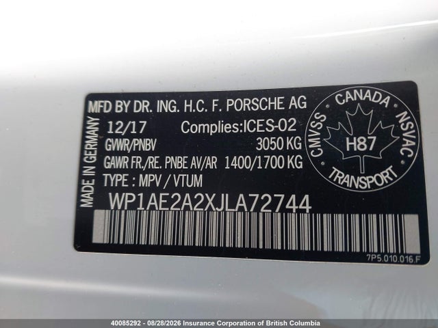 WP1AE2A2XJLA72744 Porsche Cayenne Se Hybrid/platinum