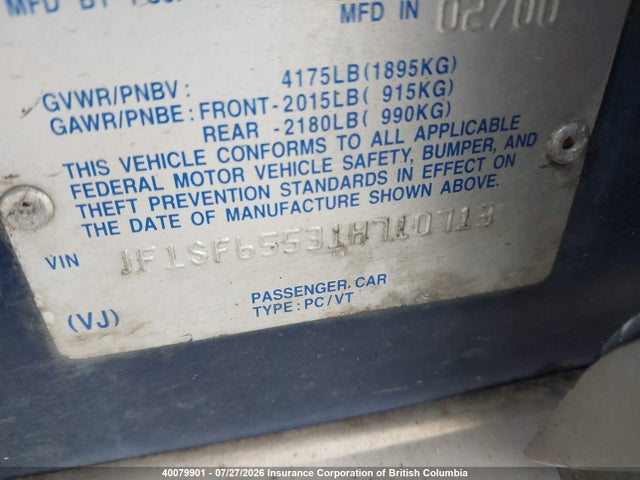 Aukcja sprzedaży 2001 Subaru Forester S, vin: JF1SF65531H710713, numer aukcji: 40079901