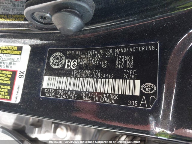 2T1BURHE5JC984142 Toyota Corolla L/le/xle/se/xse
