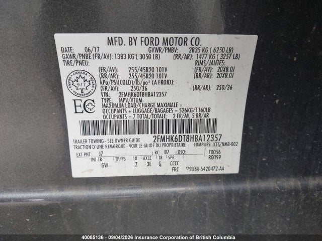 Продажа на аукционе авто 2017 Ford Flex Limited, vin: 2FMHK6DT8HBA12357, номер лота: 40085136