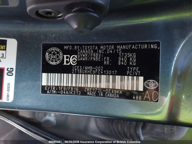 Toyota COROLLA LE 2015 2T1BURHE9FC413017 Image 9