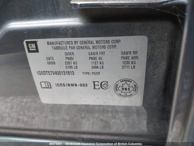 Продажа на аукционе авто 2009 Cadillac Cts Hi Feature V6, vin: 1G6DT57V490131813, номер лота: 40078861