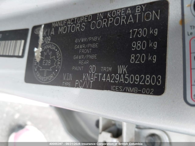 Продаж на аукціоні авто 2010 Kia Forte, vin: KNAFT4A29A5092803, номер лоту: 40085397