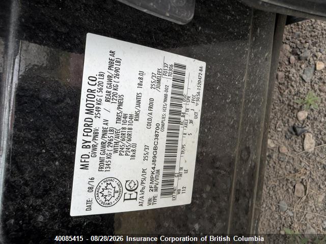 2FMPK4J89GBC38700 Ford Edge