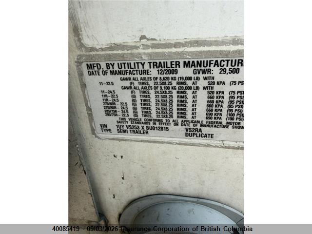 40085419 :رقم المزاد ، 1UYVS253XBU012815 vin ، 2011 Utility Trailer Mfg Reefer Van Trailer Reefer Van Trailer مزاد بيع