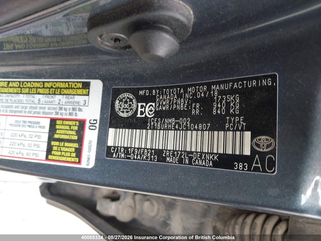 2T1BURHE4JC104807 Toyota Corolla L/le/xle/se/xse