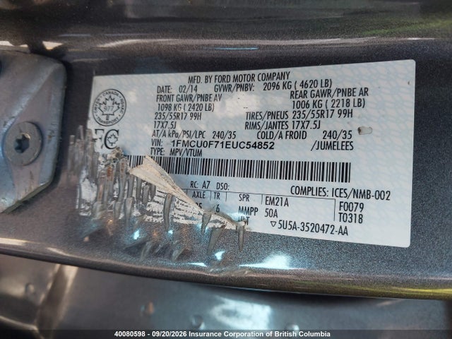 1FMCU0F71EUC54852 Ford ESCAPE S