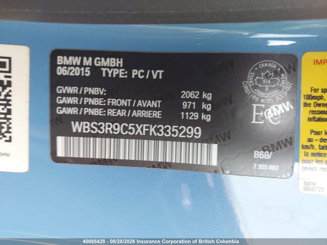 WBS3R9C5XFK335299 BMW M4