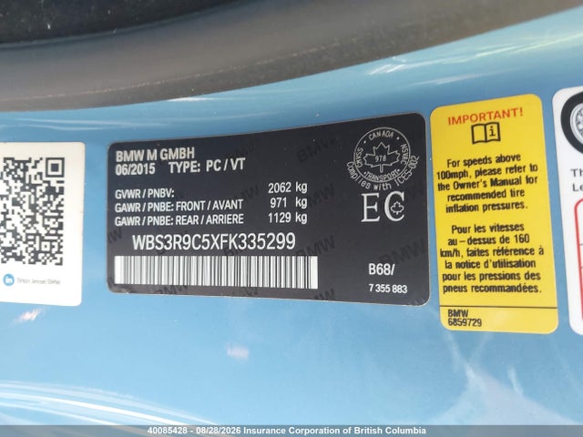 WBS3R9C5XFK335299 BMW M4